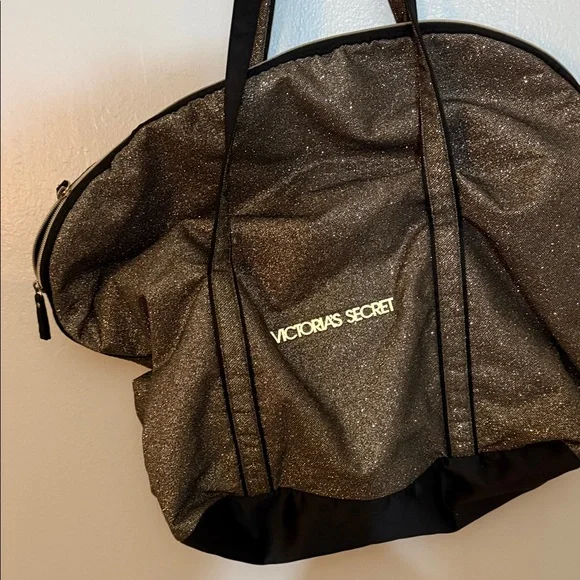 Victoria's Secret Glittery Black and Gold Travel Bag - Picture 1 of 4